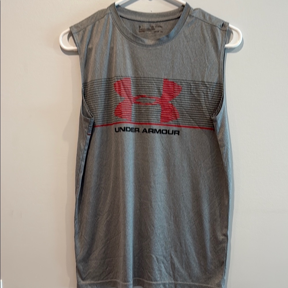 Under Armour Gray and Red Kids Tank Top